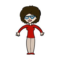 comic cartoon woman shrugging shoulders N147