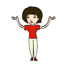 comic cartoon woman shrugging shoulders N148