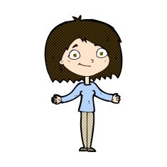 comic cartoon woman shrugging shoulders N149
