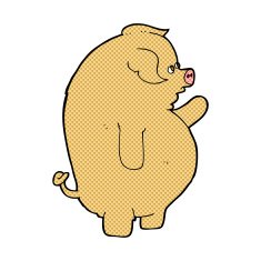 comic cartoon fat pig N2