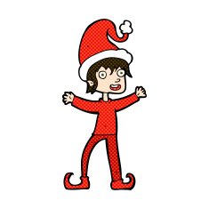 comic cartoon excited christmas elf N3