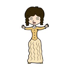 comic cartoon worried victorian woman N3