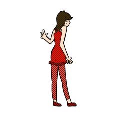 comic cartoon woman waving N103