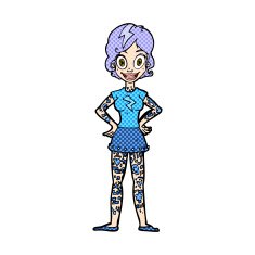 comic cartoon woman with heavy tattoos N3