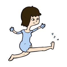 comic cartoon happy woman kicking N3