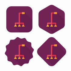 walking stick flat icon with long shadow N18