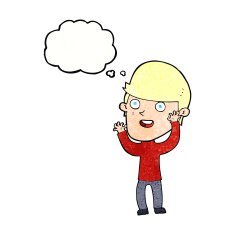 cartoon happy man with thought bubble N458