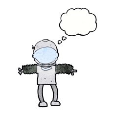 cartoon astronaut with thought bubble N118
