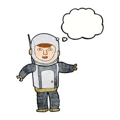 cartoon astronaut with thought bubble N120