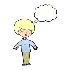 cartoon surprised man with thought bubble N138