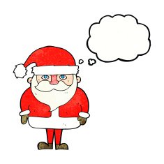 cartoon santa claus with thought bubble N193
