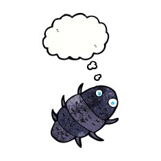 cartoon bug with thought bubble N36