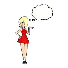 cartoon pretty woman with thought bubble N271