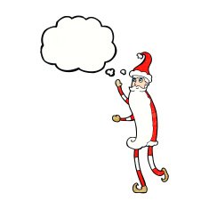 cartoon skinny santa with thought bubble N11