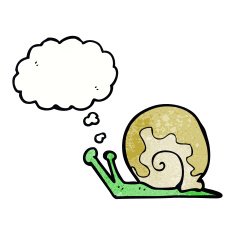 cartoon snail with thought bubble N32