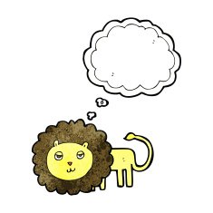 cartoon lion with thought bubble N19