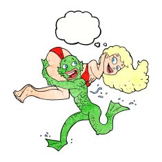 cartoon woman and swamp monster N2