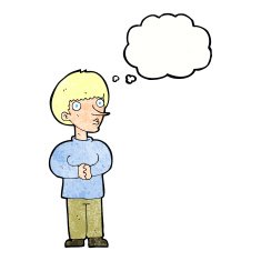 cartoon nervous man with thought bubble N137