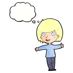 cartoon happy woman with thought bubble N255