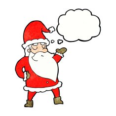 cartoon santa claus with thought bubble N195