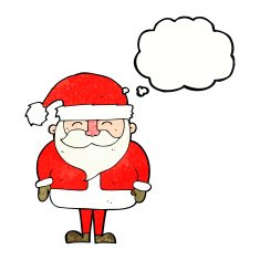 cartoon santa claus with thought bubble N196