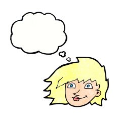 cartoon female face with thought bubble N149