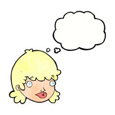 cartoon female face with thought bubble N151