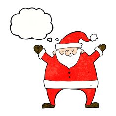 cartoon santa claus with thought bubble N197
