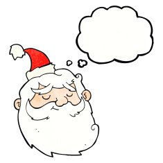 cartoon santa claus face with thought bubble N10