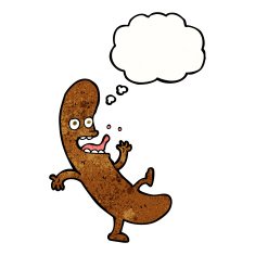cartoon sausage with thought bubble N16