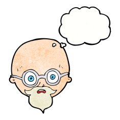 cartoon shocked man with beard thought bubble N20