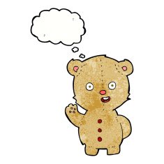 cartoon teddy bear with thought bubble N113