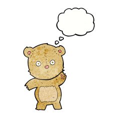 cartoon teddy bear with thought bubble N114