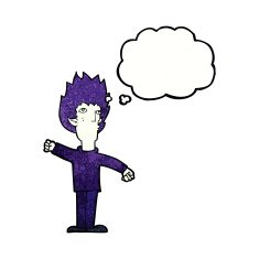 cartoon vampire man with thought bubble N118