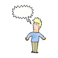 cartoon surprised man with thought bubble N143