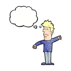 cartoon stressed man with thought bubble N68