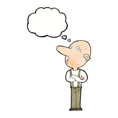 cartoon old man with folded arms thought bubble N10