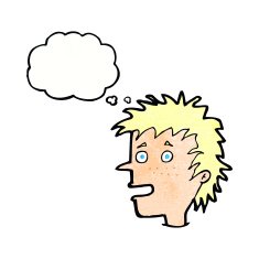 cartoon excited boy with thought bubble N149