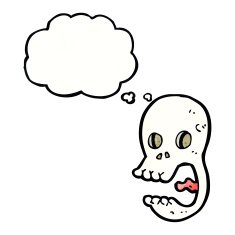 funny cartoon skull with thought bubble N22