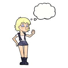 cartoon cool girl with thought bubble N29