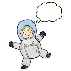 cartoon astronaut with thought bubble N121