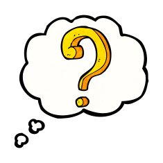 cartoon question mark with thought bubble N3
