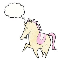 cartoon prancing horse with thought bubble N8