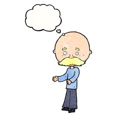 cartoon man with mustache thought bubble N88