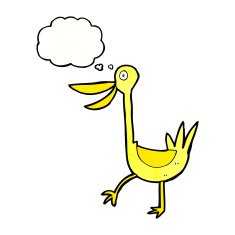 funny cartoon duck with thought bubble N11