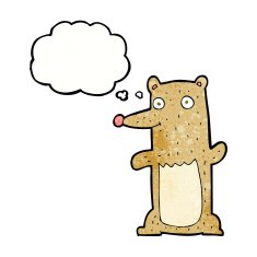 funny cartoon bear with thought bubble N47