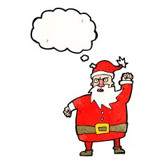 cartoon santa claus with thought bubble N198