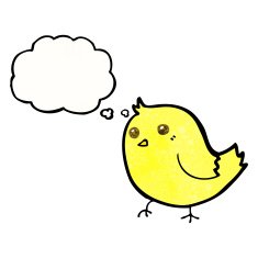 cartoon bird with thought bubble N267