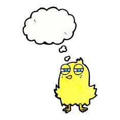 funny cartoon bird with thought bubble N130
