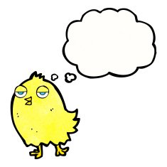 funny cartoon bird with thought bubble N132